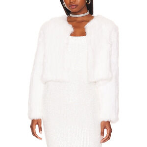 Bubish 'Lola' White Polyester Crop Jacket Size S / M